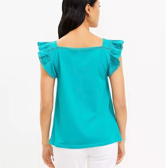LOFT Square Neck Ruffle Sleeve Top - Picture 3 of 6